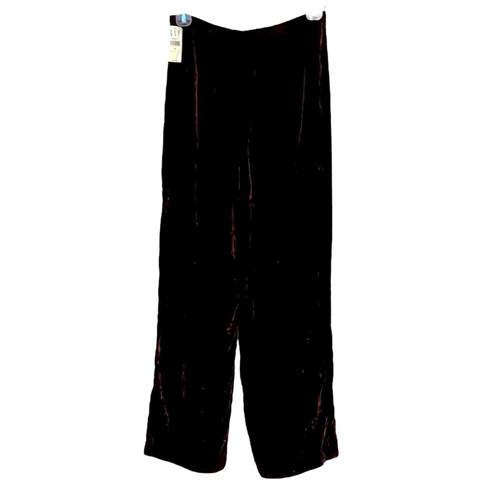 Brown velvet wide leg pants